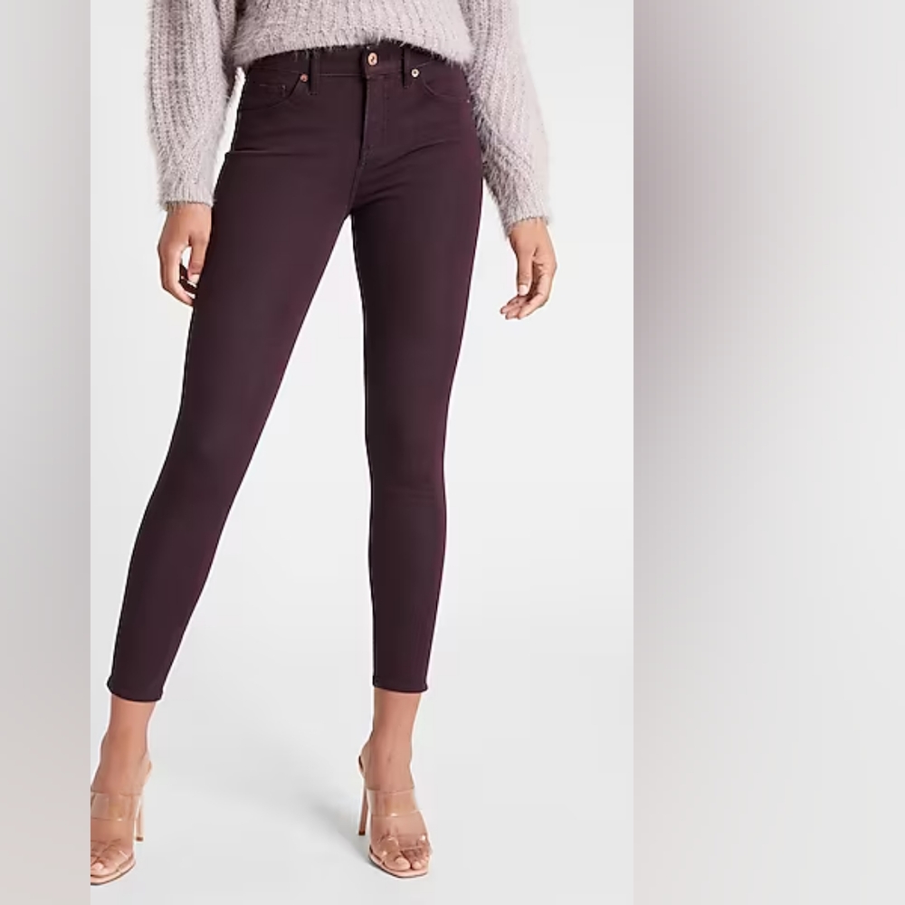 NWT Express Mid Rise Purple Extra Supersoft Skinny Jeans - Size 12
